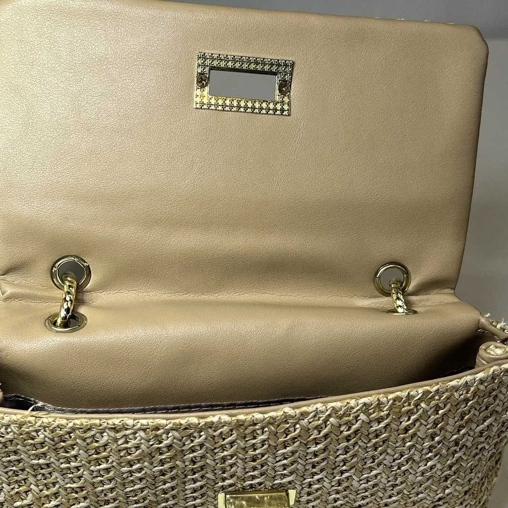 Straw Clutch Evening Handbag for Women Woven Straw Dumpling Bag Summer Khaki‎